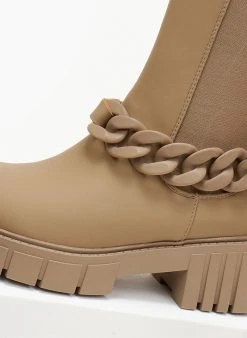 The Fashion Project Μποτάκια Chelsea ματ με αλυσίδα - Πούρο -The Fashion Project κατάστημα mat mpotakia me alusida 105885 yp6m