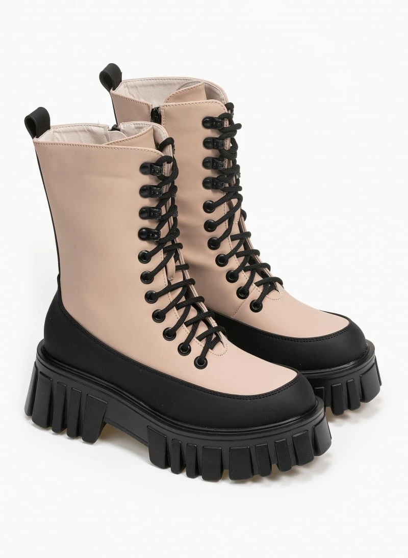 The Fashion Project Αρβυλάκια με ψηλή σόλα και κορδόνια - Μπεζ 4 The Fashion Project Αρβυλάκια με ψηλή σόλα και κορδόνια - Μπεζ - Image 4