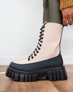 The Fashion Project Αρβυλάκια με ψηλή σόλα και κορδόνια - Μπεζ