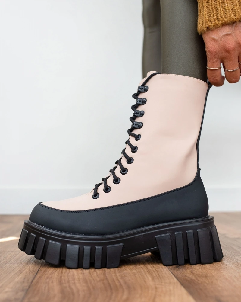 The Fashion Project Αρβυλάκια με ψηλή σόλα και κορδόνια - Μπεζ 1 The Fashion Project Αρβυλάκια με ψηλή σόλα και κορδόνια - Μπεζ