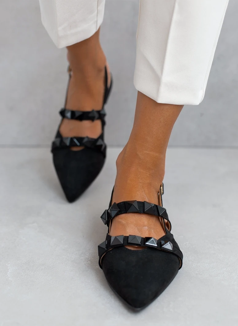 Μπαλαρίνες Suede μυτερές με τρουκς Estil - Μαύρο 1 Μπαλαρίνες Suede μυτερές με τρουκς Estil - Μαύρο