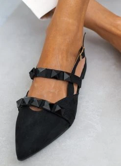 Μπαλαρίνες Suede μυτερές με τρουκς Estil - Μαύρο 10 Μπαλαρίνες Suede μυτερές με τρουκς Estil - Μαύρο -The Fashion Project κατάστημα mpalarines estil suede muteres me trouks 103818 j4t0