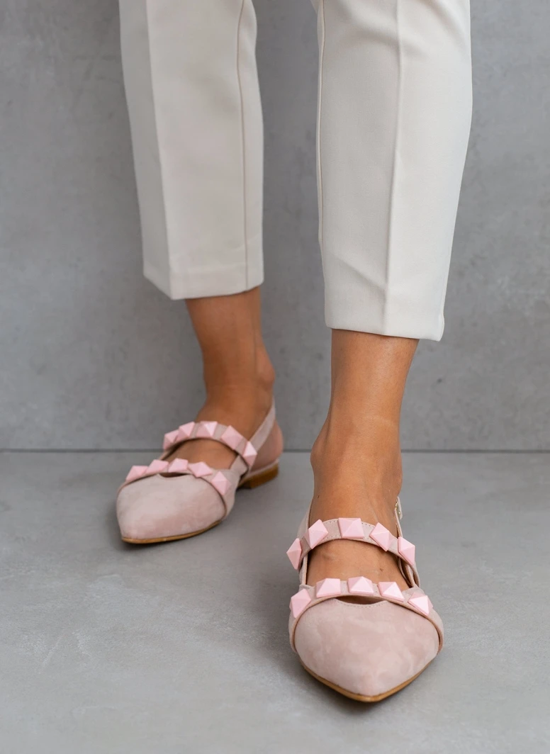 Μπαλαρίνες Suede μυτερές με τρουκς Estil - Nude 1 Μπαλαρίνες Suede μυτερές με τρουκς Estil - Nude