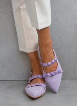 Μπαλαρίνες Suede μυτερές με τρουκς Estil - Λιλά -The Fashion Project κατάστημα mpalarines estil suede muteres me trouks 103820 a3px