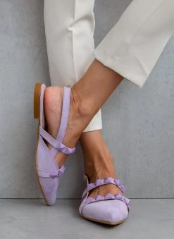 Μπαλαρίνες Suede μυτερές με τρουκς Estil - Λιλά -The Fashion Project κατάστημα mpalarines estil suede muteres me trouks 103820 wjux