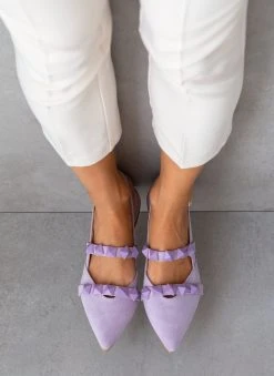 Μπαλαρίνες Suede μυτερές με τρουκς Estil - Λιλά