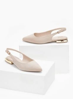 Xti Footwear Μπαλαρίνες Suede με μεταλλικό τακούνι Xti 141065 - Μπεζ -The Fashion Project κατάστημα mpalarines flat muteres me metalliko takouni xti 1 110346 r1s2