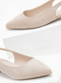 Xti Footwear Μπαλαρίνες Suede με μεταλλικό τακούνι Xti 141065 - Μπεζ -The Fashion Project κατάστημα mpalarines flat muteres me metalliko takouni xti 1 110346 zod4