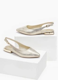 Xti Footwear Μπαλαρίνες Suede με μεταλλικό τακούνι Xti 141065 - Χρυσό -The Fashion Project κατάστημα mpalarines flat muteres me metalliko takouni xti 1 110347 8all