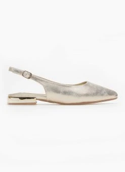 Xti Footwear Μπαλαρίνες Suede με μεταλλικό τακούνι Xti 141065 - Χρυσό -The Fashion Project κατάστημα mpalarines flat muteres me metalliko takouni xti 1 110347 9hwa