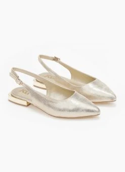 Xti Footwear Μπαλαρίνες Suede με μεταλλικό τακούνι Xti 141065 - Χρυσό -The Fashion Project κατάστημα mpalarines flat muteres me metalliko takouni xti 1 110347 samn