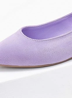 Xti Footwear Μπαλαρίνες Suede με μεταλλικό τακούνι Xti 141065 - Λιλά -The Fashion Project κατάστημα mpalarines flat muteres me metalliko takouni xti 1 110350 u2pi