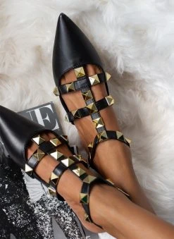 The Fashion Project Μπαλαρίνες με μπαρέτα και τρουκς - Μαύρο