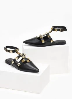 The Fashion Project Μπαλαρίνες με μπαρέτα και τρουκς - Μαύρο -The Fashion Project κατάστημα mpalarines me mpareta kai trouks 107098 76j3