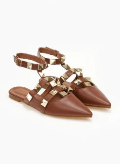 The Fashion Project Μπαλαρίνες με μπαρέτα και τρουκς - Καφέ -The Fashion Project κατάστημα mpalarines me mpareta kai trouks 107099 kl40