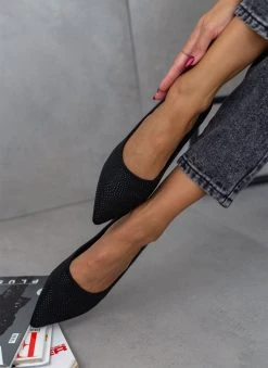 The Fashion Project Μπαλαρίνες μυτερές με Strass - Μαύρο