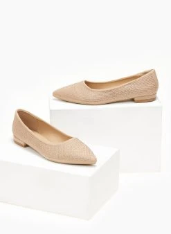 The Fashion Project Μπαλαρίνες μυτερές με Strass - Μπεζ -The Fashion Project κατάστημα mpalarines muteres me strass 107257 3m3o