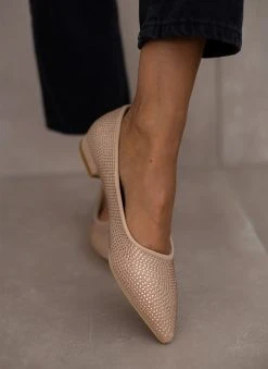 The Fashion Project Μπαλαρίνες μυτερές με Strass - Μπεζ -The Fashion Project κατάστημα mpalarines muteres me strass 107257 8eyc