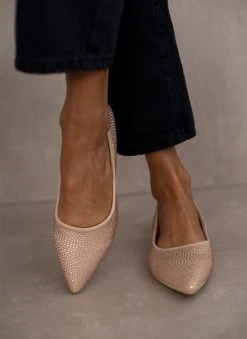 The Fashion Project Μπαλαρίνες μυτερές με Strass - Μπεζ -The Fashion Project κατάστημα mpalarines muteres me strass 107257 c6rf