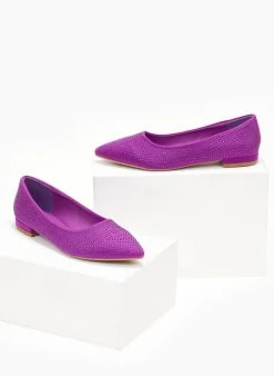 The Fashion Project Μπαλαρίνες μυτερές με Strass - Μωβ -The Fashion Project κατάστημα mpalarines muteres me strass 107259 oykx
