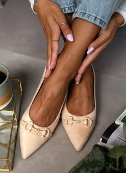 The Fashion Project Μπαλαρίνες μυτερές με σχέδιο - Μπεζ