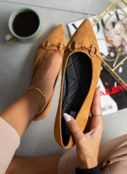 The Fashion Project Μπαλαρίνες μυτερές με σχέδιο - Κάμελ