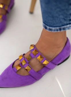 Μπαλαρίνες μυτερές με τρουκς Estil - Μωβ -The Fashion Project κατάστημα mpalarines muteres me trouks estil 108944 dvss