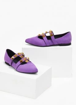 Μπαλαρίνες μυτερές με τρουκς Estil - Μωβ -The Fashion Project κατάστημα mpalarines muteres me trouks estil 108944 g1tp