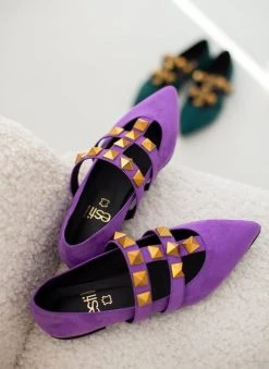 Μπαλαρίνες μυτερές με τρουκς Estil - Μωβ -The Fashion Project κατάστημα mpalarines muteres me trouks estil 108944 pzk4