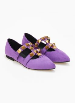 Μπαλαρίνες μυτερές με τρουκς Estil - Μωβ -The Fashion Project κατάστημα mpalarines muteres me trouks estil 108944 v7ah