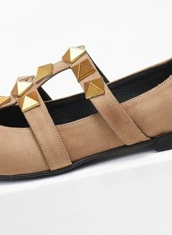 Μπαλαρίνες μυτερές με τρουκς Estil - Τάουπε -The Fashion Project κατάστημα mpalarines muteres me trouks estil 108945 1x83 1