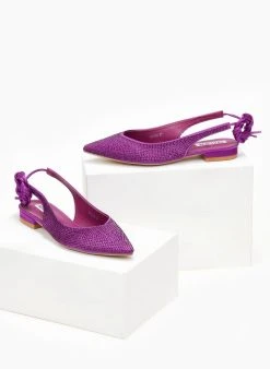 The Fashion Project Μπαλαρίνες μυτερές σατέν με Lace Up δέσιμο - Μωβ -The Fashion Project κατάστημα mpalarines muteres saten me lace up desimo 106506 2k6f