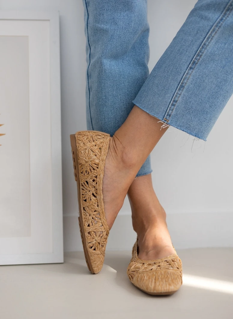 The Fashion Project Μπαλαρίνες ψάθινες με πλεκτό σχέδιο - Μπεζ 4 The Fashion Project Μπαλαρίνες ψάθινες με πλεκτό σχέδιο - Μπεζ - Image 4