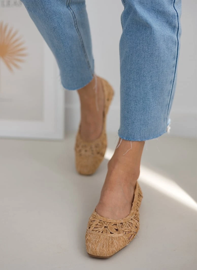The Fashion Project Μπαλαρίνες ψάθινες με πλεκτό σχέδιο - Μπεζ 1 The Fashion Project Μπαλαρίνες ψάθινες με πλεκτό σχέδιο - Μπεζ