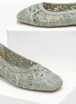 The Fashion Project Μπαλαρίνες ψάθινες με πλεκτό σχέδιο - Μέντα -The Fashion Project κατάστημα mpalarines psathines me plekto sxedio 111276 abek