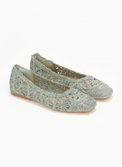 The Fashion Project Μπαλαρίνες ψάθινες με πλεκτό σχέδιο - Μέντα -The Fashion Project κατάστημα mpalarines psathines me plekto sxedio 111276 fwij