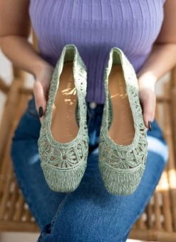 The Fashion Project Μπαλαρίνες ψάθινες με πλεκτό σχέδιο - Μέντα -The Fashion Project κατάστημα mpalarines psathines me plekto sxedio 111276 hk6w