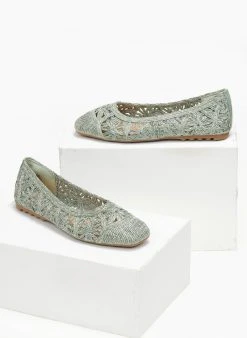 The Fashion Project Μπαλαρίνες ψάθινες με πλεκτό σχέδιο - Μέντα -The Fashion Project κατάστημα mpalarines psathines me plekto sxedio 111276 jz66