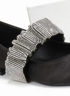 The Fashion Project Μπαλαρίνες σατέν με Strass φάσα - Μαύρο -The Fashion Project κατάστημα mpalarines saten me strass fasa 107239 hyn7