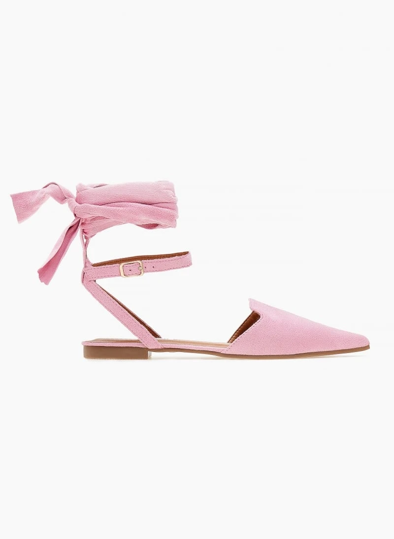 The Fashion Project Μπαλαρίνες Suede με Lace Up δέσιμο - Ροζ 3 The Fashion Project Μπαλαρίνες Suede με Lace Up δέσιμο - Ροζ - Image 3