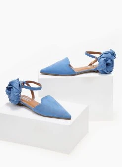 The Fashion Project Μπαλαρίνες Suede με Lace Up δέσιμο - Γαλάζιο -The Fashion Project κατάστημα mpalarines suede me lace up desimo 103385 iyyt