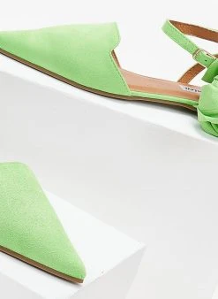 The Fashion Project Μπαλαρίνες Suede με Lace Up δέσιμο - Λαχανί -The Fashion Project κατάστημα mpalarines suede me lace up desimo 103386 pl5k