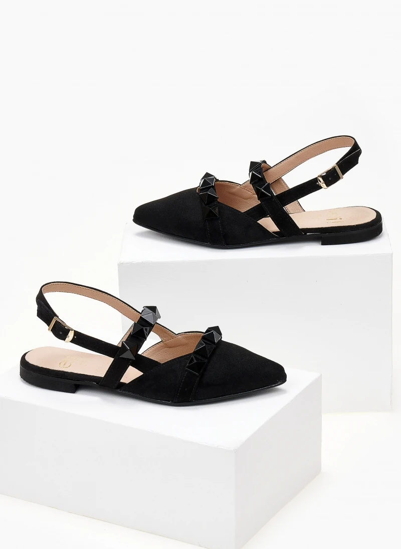 Μπαλαρίνες Suede μυτερές με τρουκς Estil - Μαύρο 6 Μπαλαρίνες Suede μυτερές με τρουκς Estil - Μαύρο - Image 6