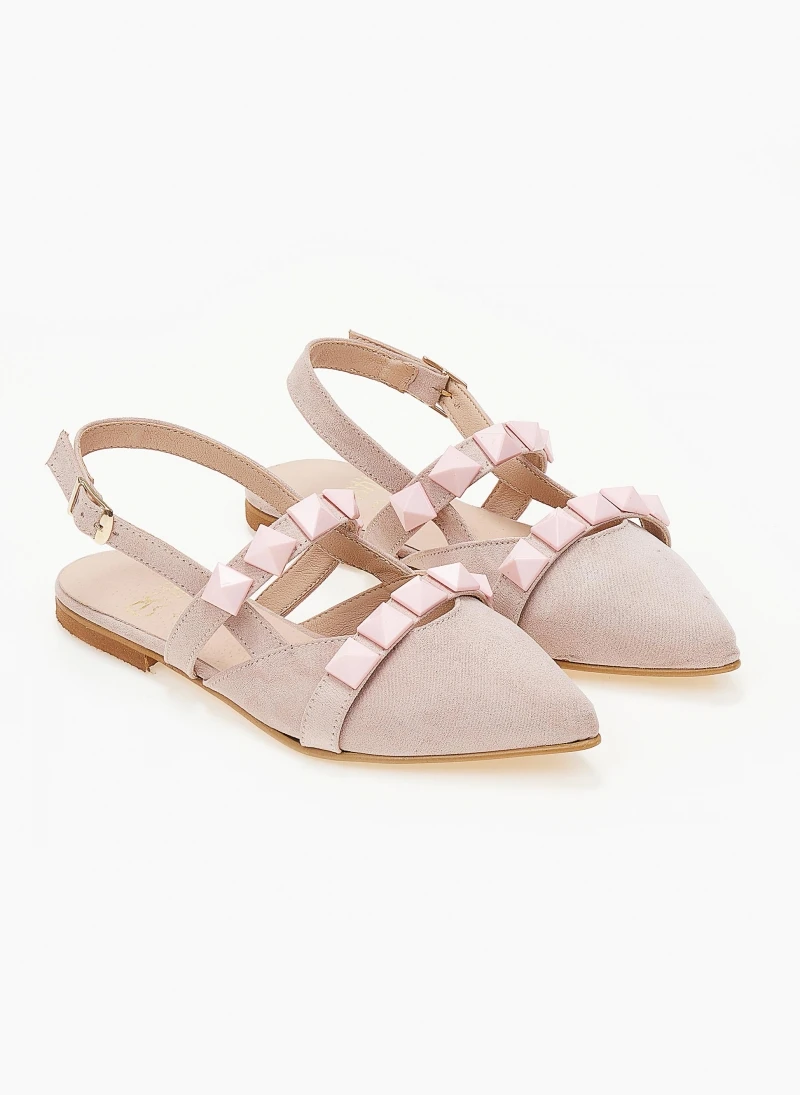 Μπαλαρίνες Suede μυτερές με τρουκς Estil - Nude 5 Μπαλαρίνες Suede μυτερές με τρουκς Estil - Nude - Image 5