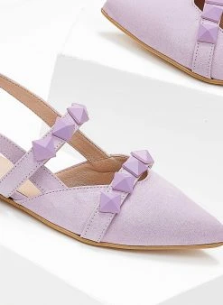 Μπαλαρίνες Suede μυτερές με τρουκς Estil - Λιλά -The Fashion Project κατάστημα mpalarines suede muteres me trouks 103820 ie6a