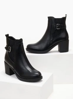 The Fashion Project Μποτάκια αστραγάλου με λουράκι - Μαύρο -The Fashion Project κατάστημα mpotakia all day me takouni 105674 pmia