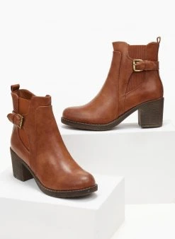 The Fashion Project Μποτάκια αστραγάλου με λουράκι - Ταμπά -The Fashion Project κατάστημα mpotakia all day me takouni 105675 arp4