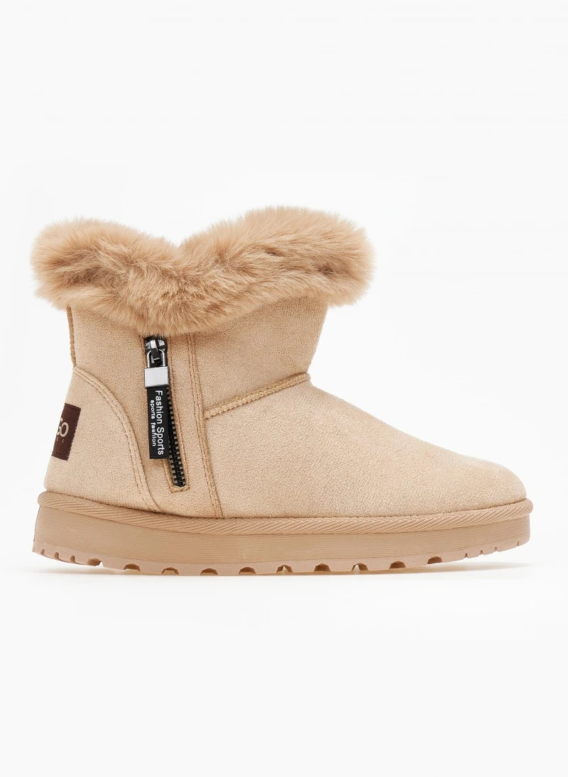 The Fashion Project Μποτάκια με γούνα και φερμουάρ - Κάμελ 2 The Fashion Project Μποτάκια με γούνα και φερμουάρ - Κάμελ - Image 2