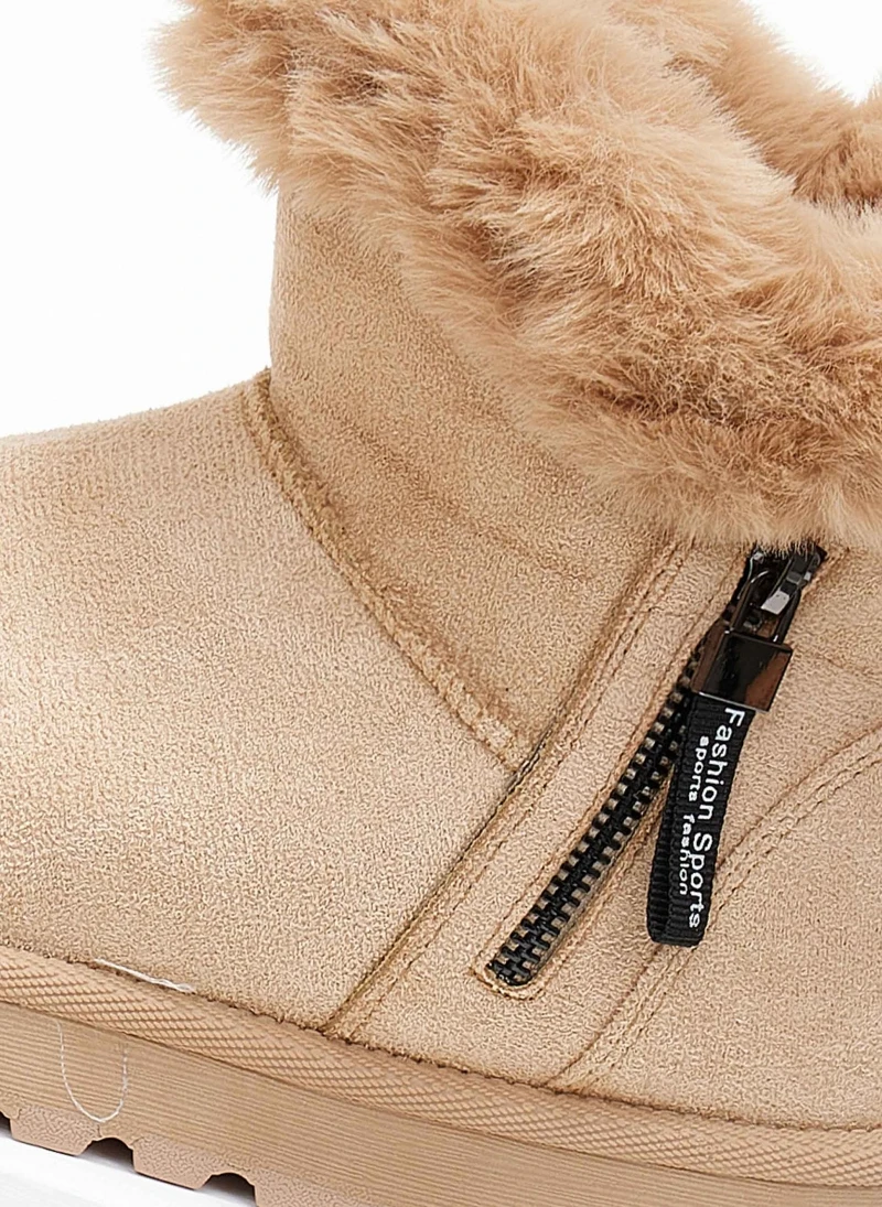 The Fashion Project Μποτάκια με γούνα και φερμουάρ - Κάμελ 5 The Fashion Project Μποτάκια με γούνα και φερμουάρ - Κάμελ - Image 5