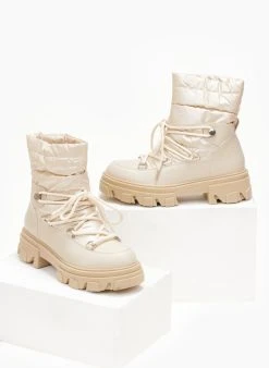 The Fashion Project Μποτάκια φουσκωτά με Chunky σόλα - Μπεζ -The Fashion Project κατάστημα mpotakia apres ski me kapitone ufasma 107208 ub2k